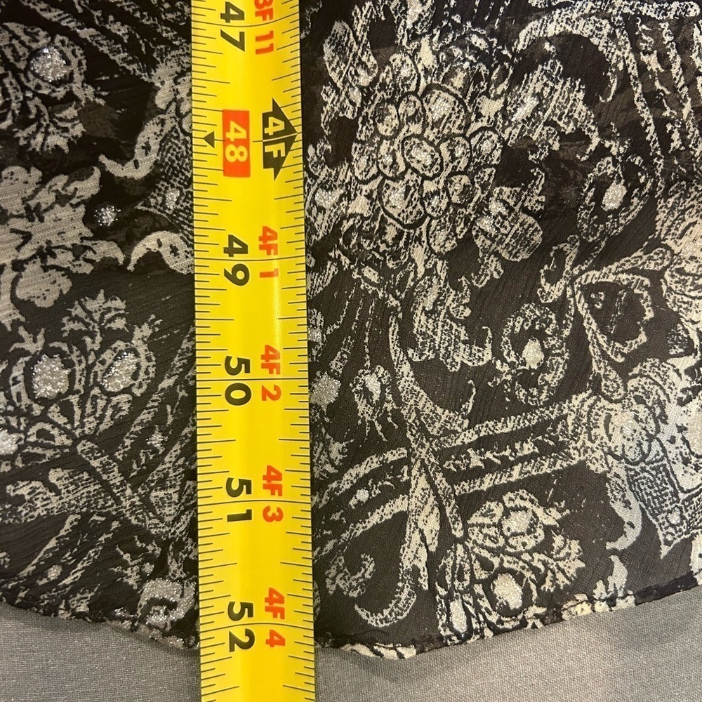 🩶NWT “Charter Club” 100% Silk Black Metallic Silver Maxi Dress Size 16🖤 - Picture 9 of 12